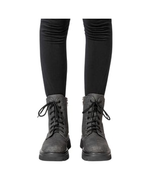 Miso Dam/Ladies Bella Biker Boots med låg blockklack (Svart)