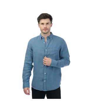 Gant Heren Linnen Garment Dyed Langwerpig Overhemd (Blauw)