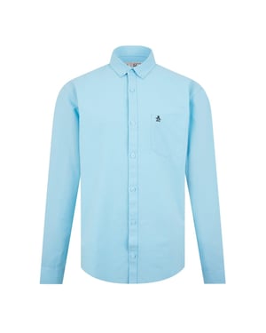 Original Penguin Heren Oxford Katoenen Button-Down Overhemd (Koel Blauw)