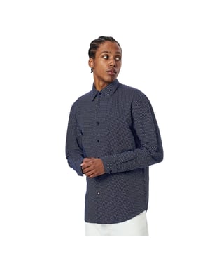 Boss Heren Geometrisch Patroon Normaal Overhemd (Donkerblauw)