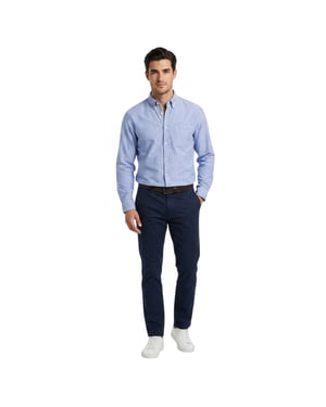 Boss Heren-Oxfordoverhemd met normale pasvorm en knoopsluiting (Blauw)