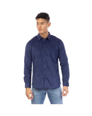 Peter Werth Heren Corduroy overhemd met kraag (Marine)