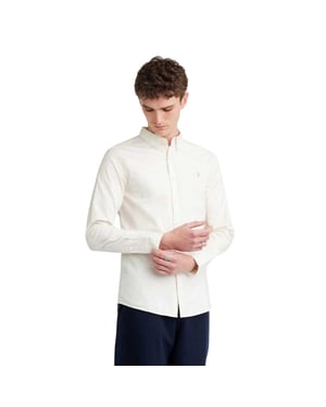 Farah Vintage Oxford-overhemd met lange mouwen en knoopsluiting voor heren (Ecru)