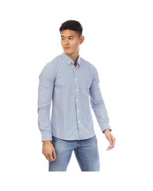 Peter Werth Heren Beasley Verticale Streep Lange Mouwen Shirt (Marineblauw/Wit)