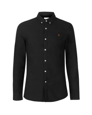 Farah Vintage Oxford-overhemd met lange mouwen en knoopsluiting voor heren (ZWART/GEEL)