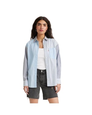 Levis Dam/Ladies Nola Premium Cotton Oversized skjorta (Blå rand)