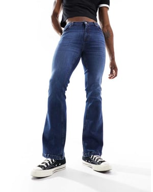 ASOS DESIGN stretch flare jeans i mörk tvättad blå