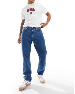 Tommy Jeans Ethan avslappnade raka jeans i medelljus tvätt