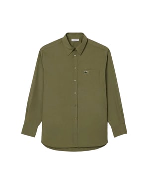 Lacoste Dames/Dames Popeline Oversized Overhemd (Kaki Groen)