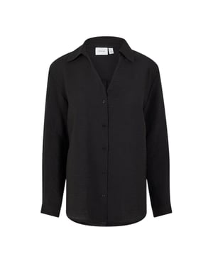 Vila Dames-shirt met lange mouwen, standaardpasvorm (Zwarte Schoonheid)