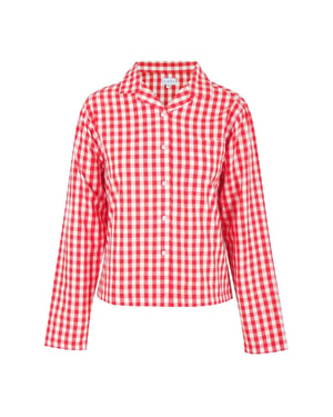 Linea Dames/Dames Gingham geruit, ontspannen overhemd met lange mouwen (Rood, Wit)