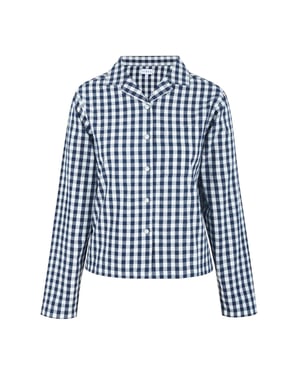 Linea Dames/Dames Gingham geruit, ontspannen overhemd met lange mouwen (Marine, Wit)