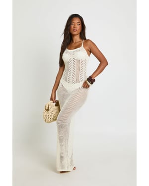 Beach Crochet Tie Back Maxi Dress
