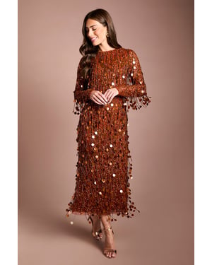 Coast Muse Sequin Long Sleeve Midi Dress
