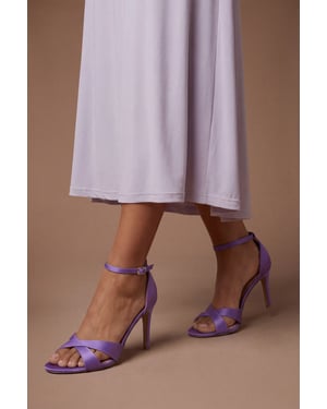 Cadenza Satin Cross Strap High Stiletto Heel Sandals