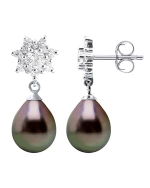Earrings Real Cultured Tahiti Pearls Pear 8-9 mm