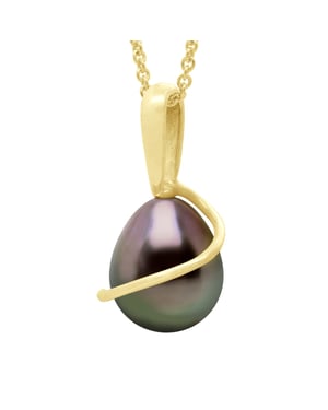 Beaded Pendant with Retour Yellow Gold 375 and Real Cultured Tahiti Pearl Pear 8-9 mm
