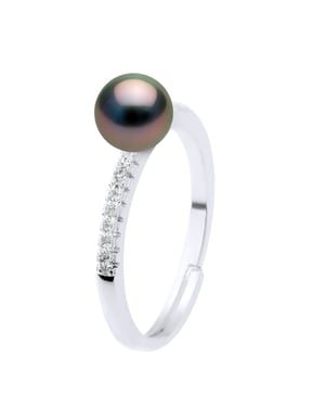 Ring Sieraad - Echte Gecultiveerde Tahiti Parel Rond 7-8 mm