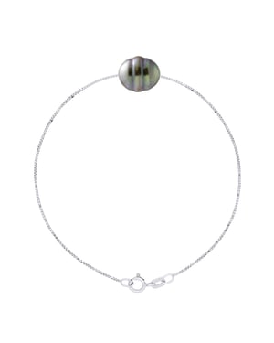 Armband Love Links Link Venetiaans van Zilver 925 versierd met een echte gekweekte Tahitiparel van 10-11 mm