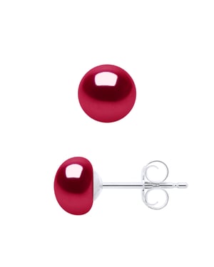 Oorbellen van Zilver 925 en Echte Cultuur Zoetwaterperlen Knop 6-7 mm