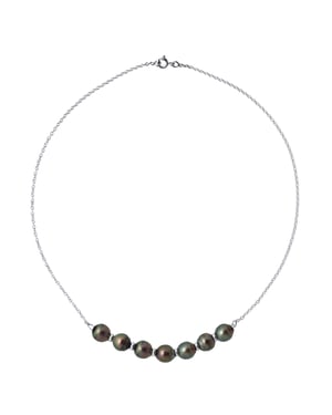 Halsband 7 Äkta odlade Tahitipärlor PASSERAR GENOM Cirkelformade 8-9 mm