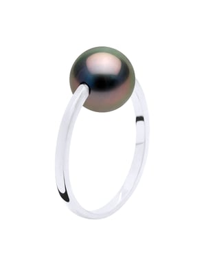 Ring - Vitguld - Äkta odlad Tahitipärla Rund 8-9 mm