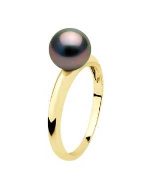 Ring Echte Gekweekte Tahiti Parel Rond 7,5-8 mm - Geel Goud