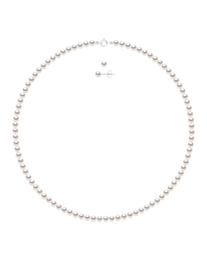 Set - Halsband Rad av äkta odlade pärlor Akoya japanska certifierade runda 5-6 mm