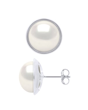 Örhängen - Surroundings Sleek - Prestige - Vitguld - Äkta odlade sötvattenspärlor Knapp 10-11 mm