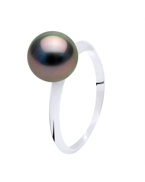 Ring Real Cultured Tahiti Pearl Round 8-9 mm - White Gold