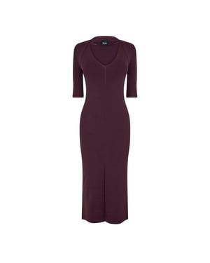 Boss Fezanin midi-jurk met V-hals en 3/4-mouwen voor dames (Rood)
