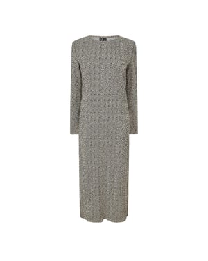 Pieces Midi-jurk met lange mouwen en dierenprint voor dames (Natuurlijk)