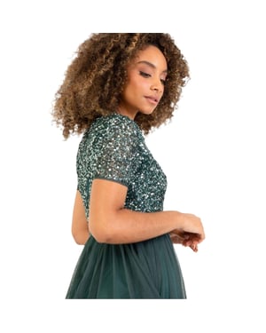 Maya Deluxe Dames/dames Sequin Midi-jurk (Smaragd)