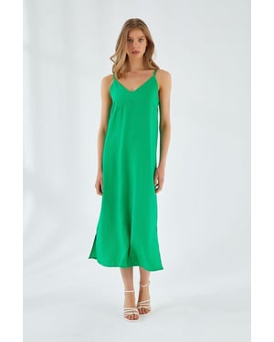 V-hals Split Midi-jurk
