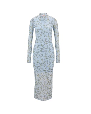 Hugo Nasuse 2 mesh-maxi-jurk voor dames (Blauw)