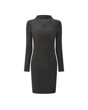 Pieces Dames/Dames Glitter Gebreide Bodycon Jurk met Hoge Kraag (Zwart)