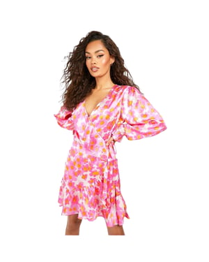 Influence Satijnen skaterjurk met bloemenprint voor dames (Roze)