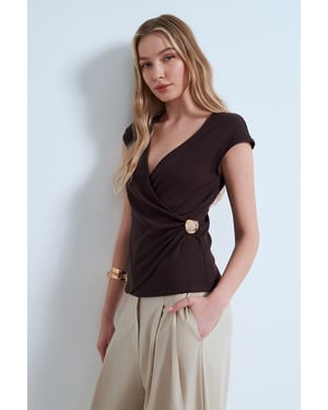 Dames Slim Fit Wikkelblouse