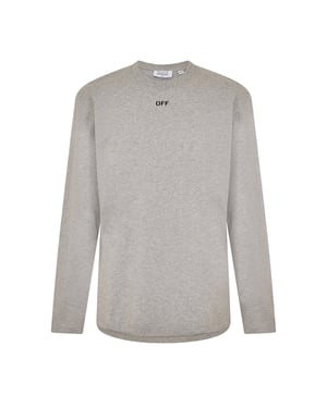Off White Heren-T-shirt met ronde hals, normale pasvorm en lange mouwen (Grijs/Zwart)