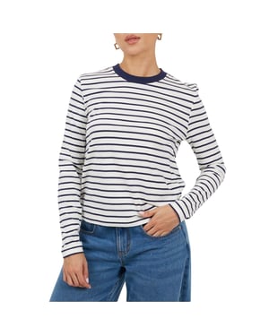 Brave Soul Dames/Dames Gestreept T-shirt Met Lange Mouwen (Wit, Zwart)