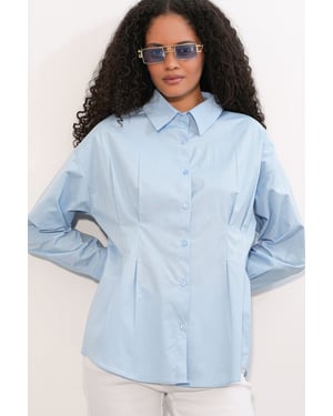 Fitted Poplin Overhemd Met Knopen Voorzijde