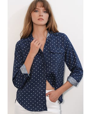 Oversized Gestipte Geweven Shirt