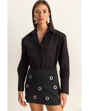 Casual Lange Mouwen Knopsluiting Poplin Shirt met Pocket