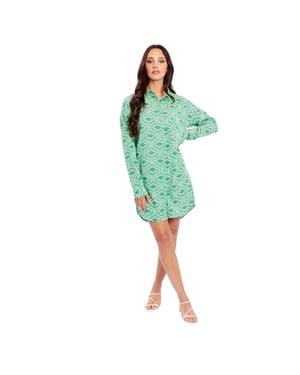 Influence Dames/Dames Geometrische Jurk Met Lange Mouwen (Groen)