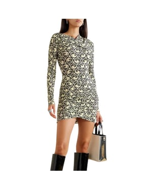 Off White Dames/Dames Mini Jurk met Alles-Over Print (Wit/zwart afdrukken)