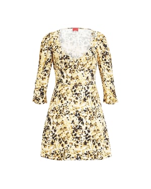 Hugo Dames/Dames Mini Jurk met Luipaardprint (Geel/Bruin)
