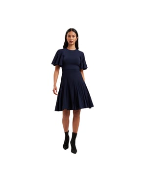 Ted Baker Gebreide ronde hals fladderjurk voor dames/dames (Marine)