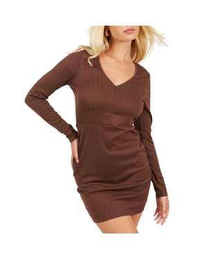 Brave Soul Mini-jurk met lange mouwen voor dames (Taupe)