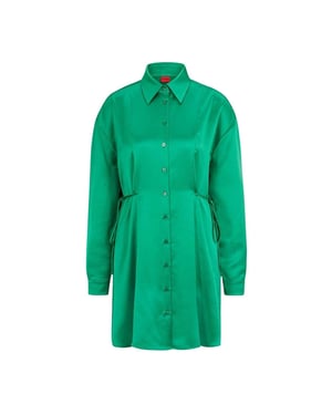 Hugo Dames/Dames Keleste Satijnen Mini Overhemd Jurk (Groen)