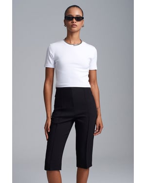 Hoge taille Rechte Capri Shorts Met Splits
